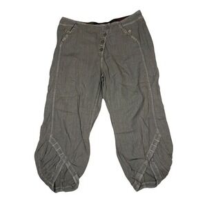 Aventures des Toiles Gray Linen Blend Button Fly Tulip Hem Cropped Pants Size 42